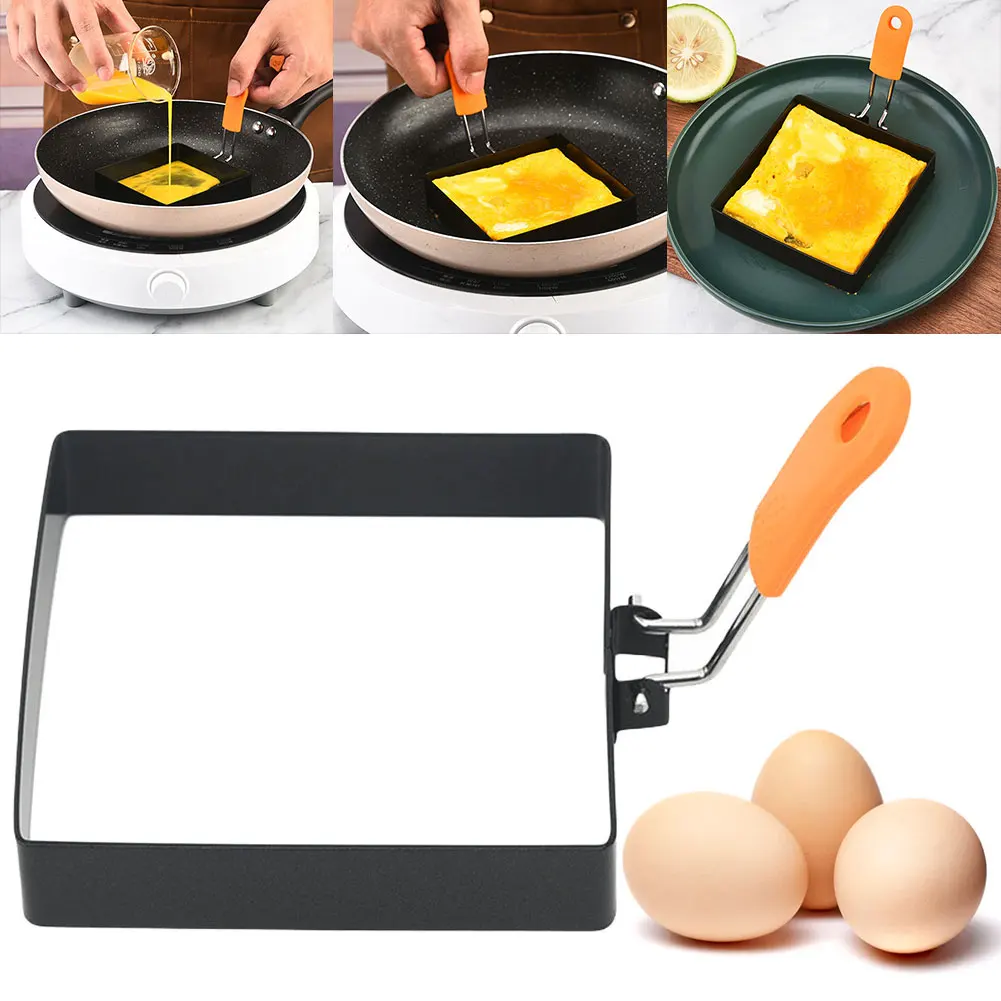Egg boiler mold cup egg pancake mold Square Stainless Steel Egg Mold Egg Fried Rings Non-stick Square Pancake Mold Muffins Omelet Maker Frying Eggs Cooking Tool