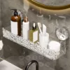 Washstand Cosmetics Storage Rack Acryli Shower Storage Rack Bathroom Shelf No Drill Organizer Wall Mounted Toilet Shampoo Holder 1