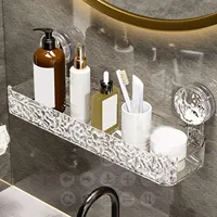 Washstand Cosmetics Storage Rack Acryli Shower Storage Rack Bathroom Shelf No Drill Organizer Wall Mounted Toilet Shampoo Holder 1