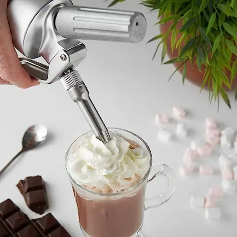 1000ML Cream Dispenser Whisk Cake Coffee Milk Tea Decoration Baking Tools Artisan Cream Frother with Plastic Decorative Spout