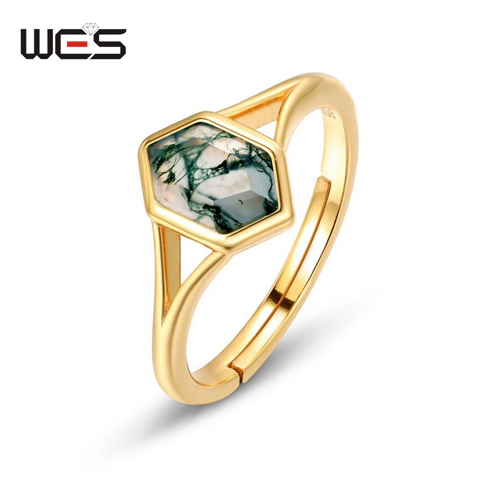 WES 925 Sterling Silver Moss Agate Ring for Woman Luxury Wedding Jewelry Gemstone 5*8mm Party Wedding Gifts Fine Jewelry Trendy WES 925 Sterling Silver Moss Agate Ring for Woman Luxury Wedding Jewelry Gemstone 5*8mm Party Wedding Gifts Fine Jewelry Trendy