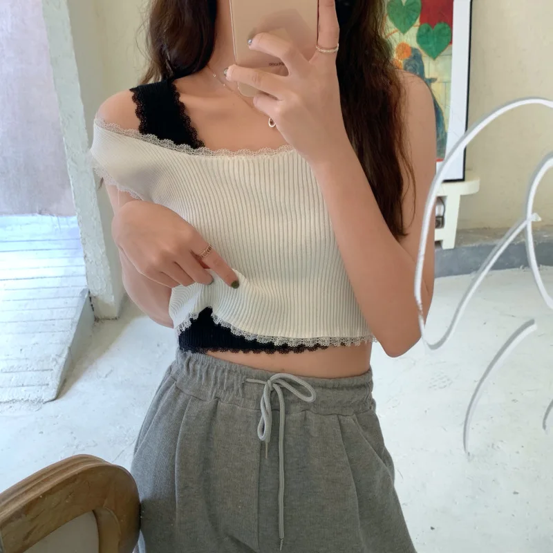 

Summer 2022 Tank Tops Women Sexy Lace Up Crop Tank Top For Women Basic Solid Crop Tops Square Neck Plain Crop Tops Summer