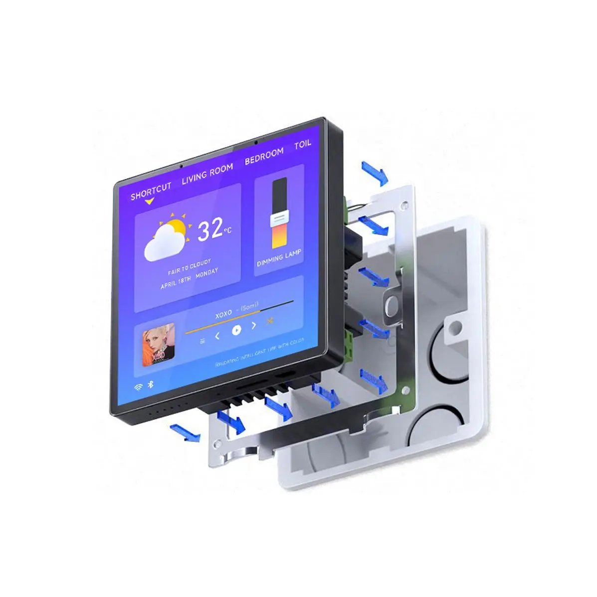 Painel Ips Lcd Touch Display Interruptor de Parede Inteligente Painel Quadrado Esp32-s3 392