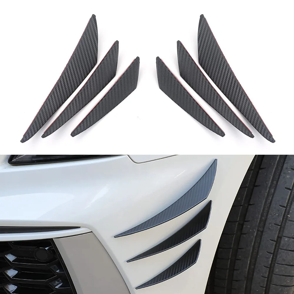 

Car Bumper Strip Car Front Bumper Lip 6pcs/set Body Spoiler Canards Carbon Fibe Rubber Splitter Fins Brand New