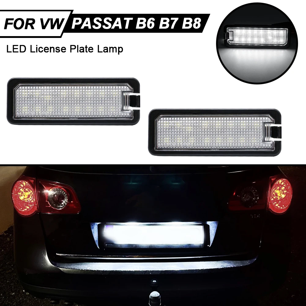 2PCS LED License plate Light For VW Passat B6 B7 B8 Polo 6N 9N