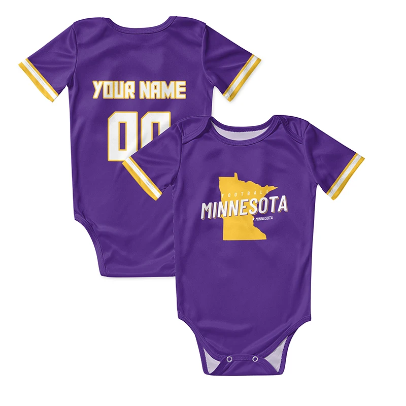 Purple Newborn Clothes American Football Fans Rugby Baby Romper Sublimation Blanks Infant Wear Playsuit Unsex Jumpsuit