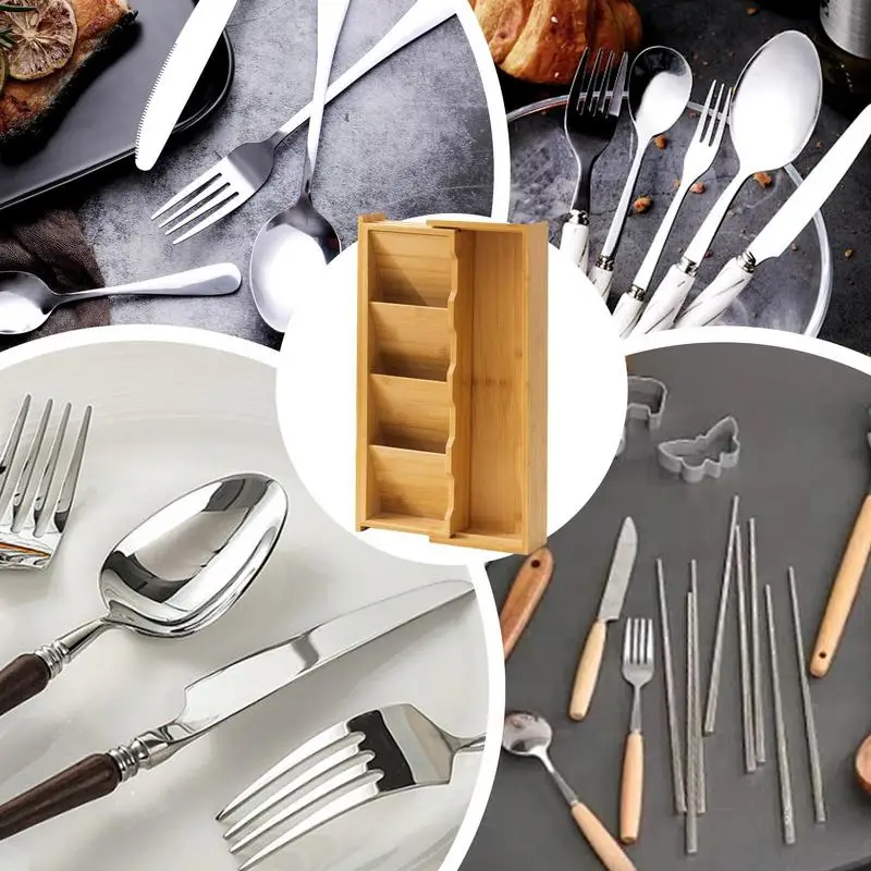 Large Bamboo Silverware Organizer Kitchen Drawer Cutlery Tray With Drawer Dividers For Kitchen Flatware