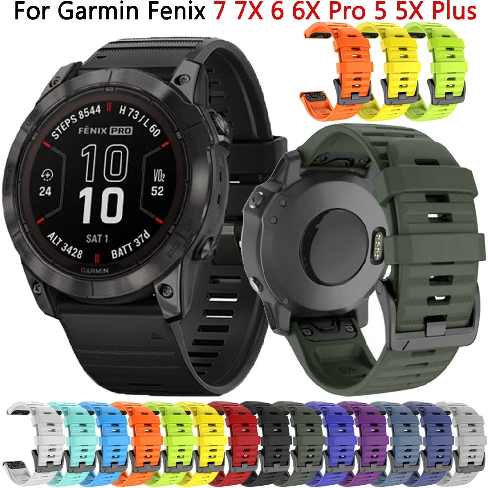 

22mm 26mm Watchband For Garmin Fenix 7 7X 6X 6 Pro 5X 5 Plus 945 Strap Epix Gen 2 Mk1 Mk2i Quickfit Silicone Bracelet Wristband