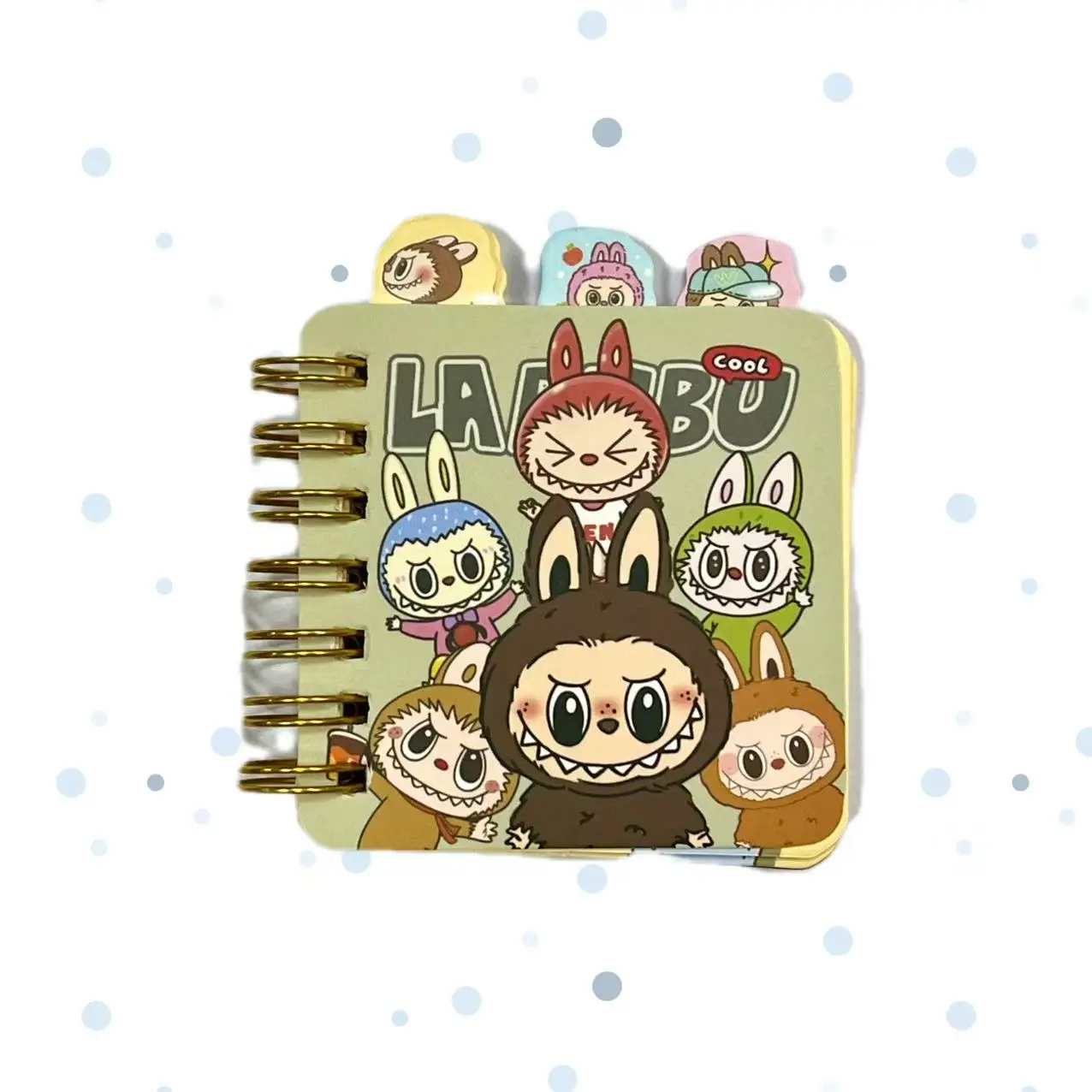 LABUBU spiral-bound categorized notebook mini color pape booklet student cartoon cute notebook 72*72mm 4
