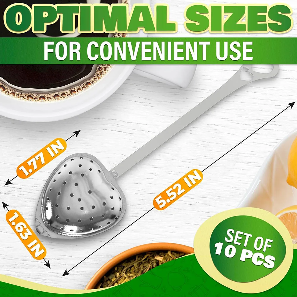 10Pcs Stainless Steel Tea Infuser Spoon Loose Tea Spoon Heart Steeper Fine Mesh Strainer tea infuser