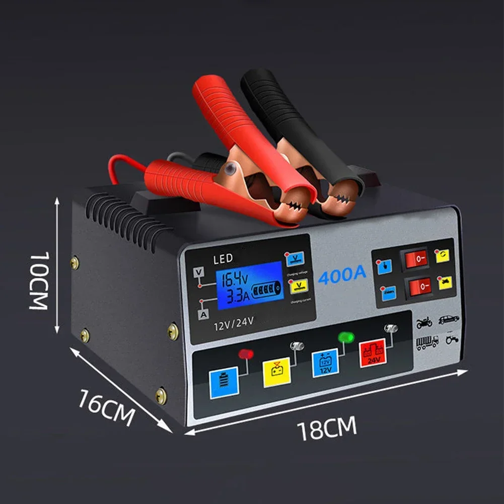 Car Battery Charger car battery charger Fully Automatic High Frequency Intelligent Pulse Repair LCD 12V/24V 220W Pulse Repair Charger