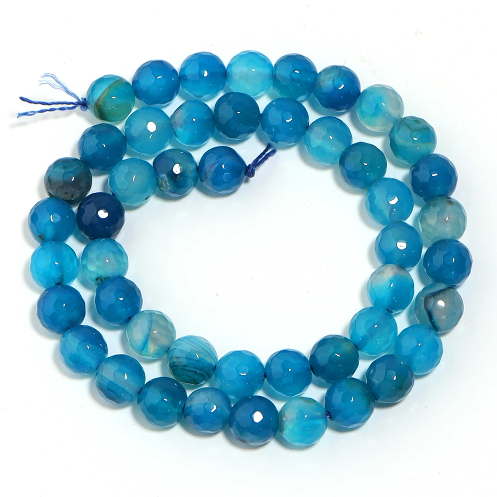 1 Strang 6/8/10mm bunt facettierte Achat perlen runde lose Perlen Spacer Perle für Schmuck herstellung DIY Halskette Armbänder Zubehör – Detail 10