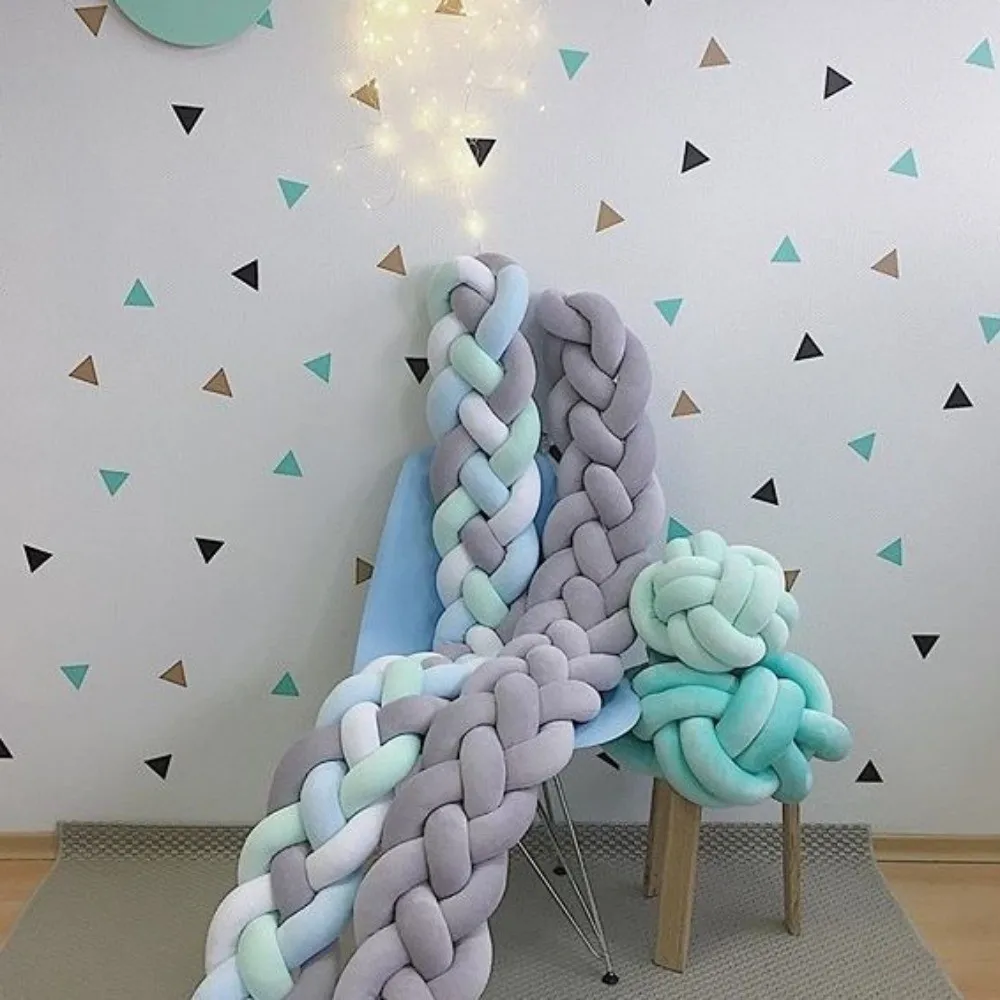 Baby Crib Bumper Handmade Cot Bumper Soft Washable Braided Pillow Edge Protection Breathable Crib Protector Baby Room - 2