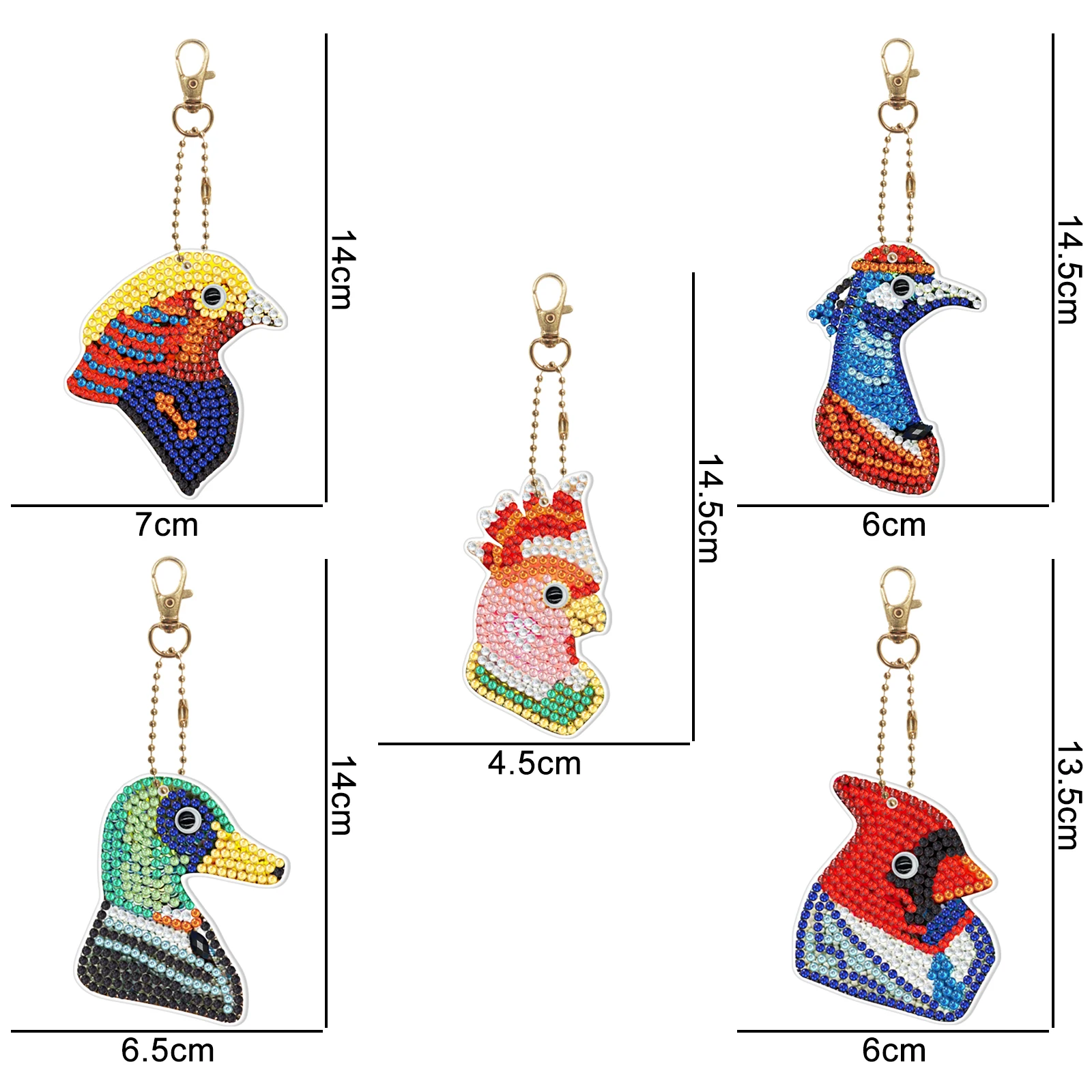 New Keychain 5D Diamond Painting Embroidery Keychain DIY Cartoon Animal Bouquet Keychain Single Sided Point Drill Pendant Gift 