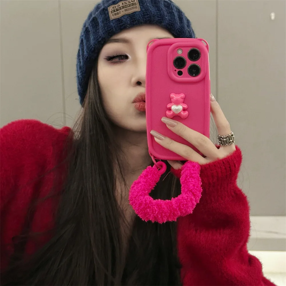 Ins Corea Candy Colors Custodia Per Telefono Con Cinturino In Silicone Morbido Anti-Perso Per Iphone 15 14 13 12 11 Pro Max Plus + Cover Protettiva Pe