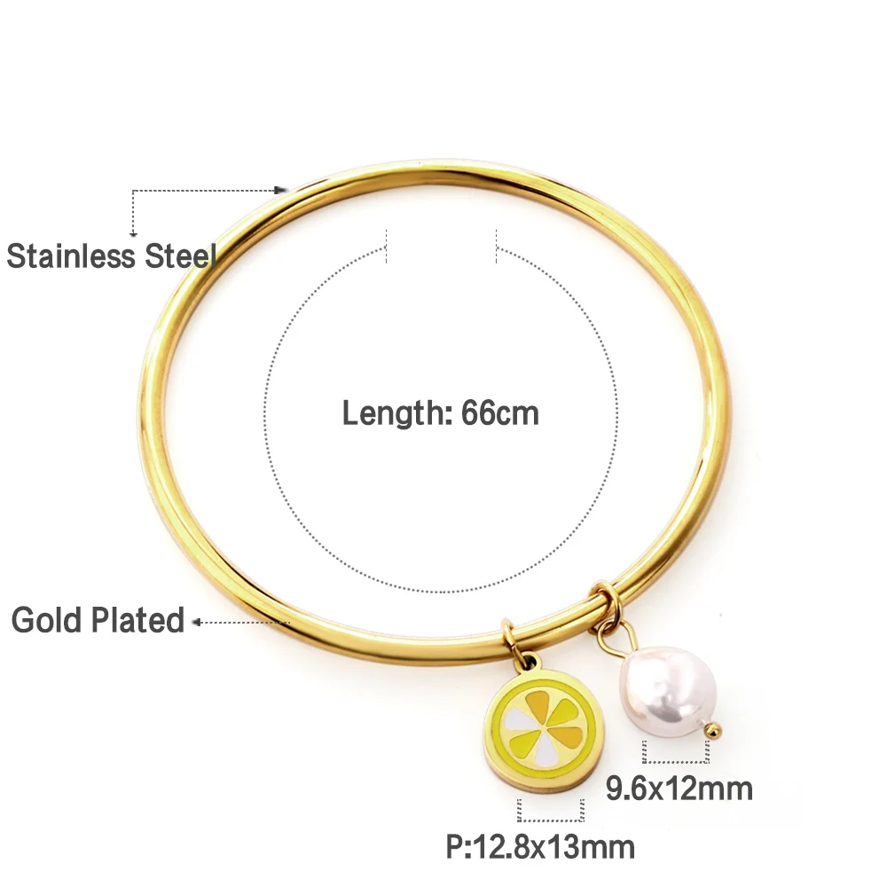Trendy Smooth Stainless Steel Pendant Bangle Bracelets For Women Gold Silver Color Jewelry Wholesale 2