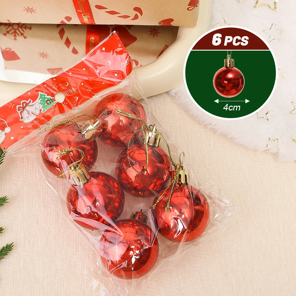 thumbnail image 1 of Bola de Navidad colorida de 4 cm con colgante de purpurina mate para colgar en el árbol, adorno brillante para fiestas navideñas en casa, 1 of 5
