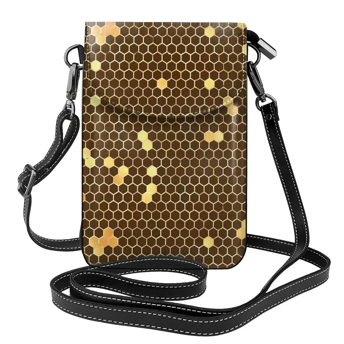 

Bee Hives Shoulder Bag Gold And Black Gifts Retro Women Bags Leather Business Student Purse