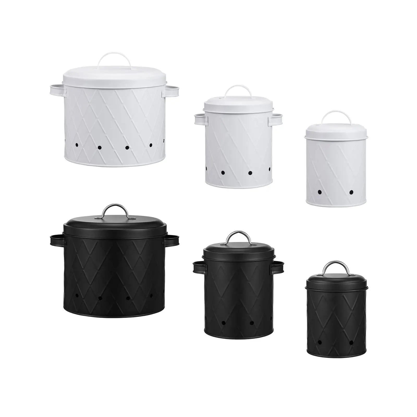 Onion Potato And Garlic Tin And Aerating Holes With Dual Handles Food Storage Container Tin Outdoor Activities Slow Cooking