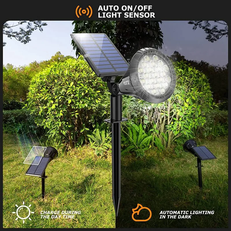 

Solar Spot Lights Outdoor, Solar Outdoor Lights Auto On/Off IP67 Waterproof Solar Yard Spotlight Landscape