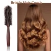 Wood Handle Round Rolling Brush Straight Twill Hair Comb Boar Bristle Round Barrel Hair Curling Brush Hairdressing Beauty Tools 1