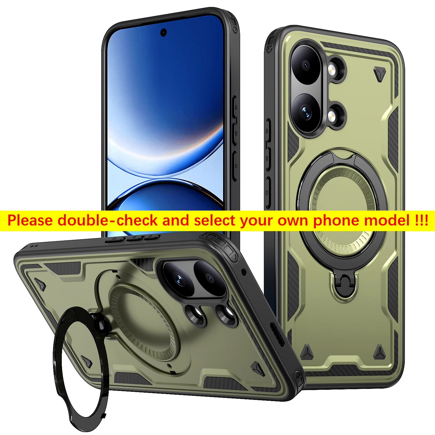 Shockproof Phone Case with 360° Rotating Magnetic Stand and Tough Cover Design