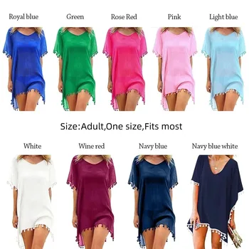 Fashion V Neck Summer Sunscreen Smock Loose Plus Size Beachwear Shirt Vacation Bathing Suit Bikini Cover-Ups for Women