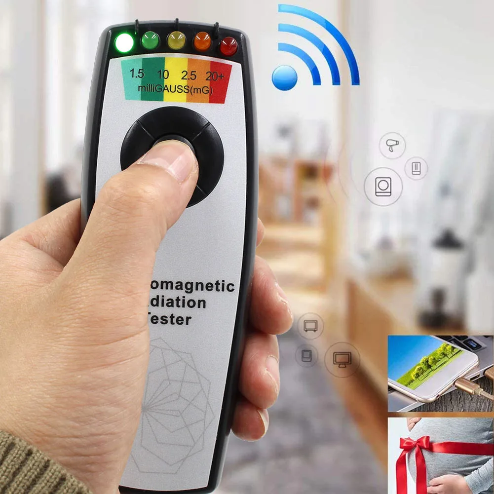 KII K2 Electromagnetic Field EMF Gauss Meter Ghost Hunting Detector Portable EMF Magnetic Field Detector 5 LED Gauss Meter