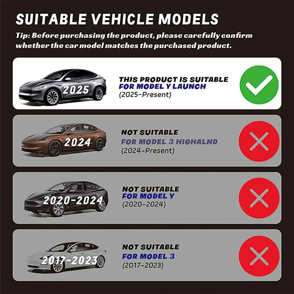 For Tesla New Model 3 Highland 2024 and Model Y Juniper 2025 Rear Screen Storage