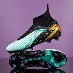 Men's High Ankle Ultralight Soccer Boots - Non - Slip, Indoor/Outdoor Sports Shoes - 45 (BlackMoon - FG)