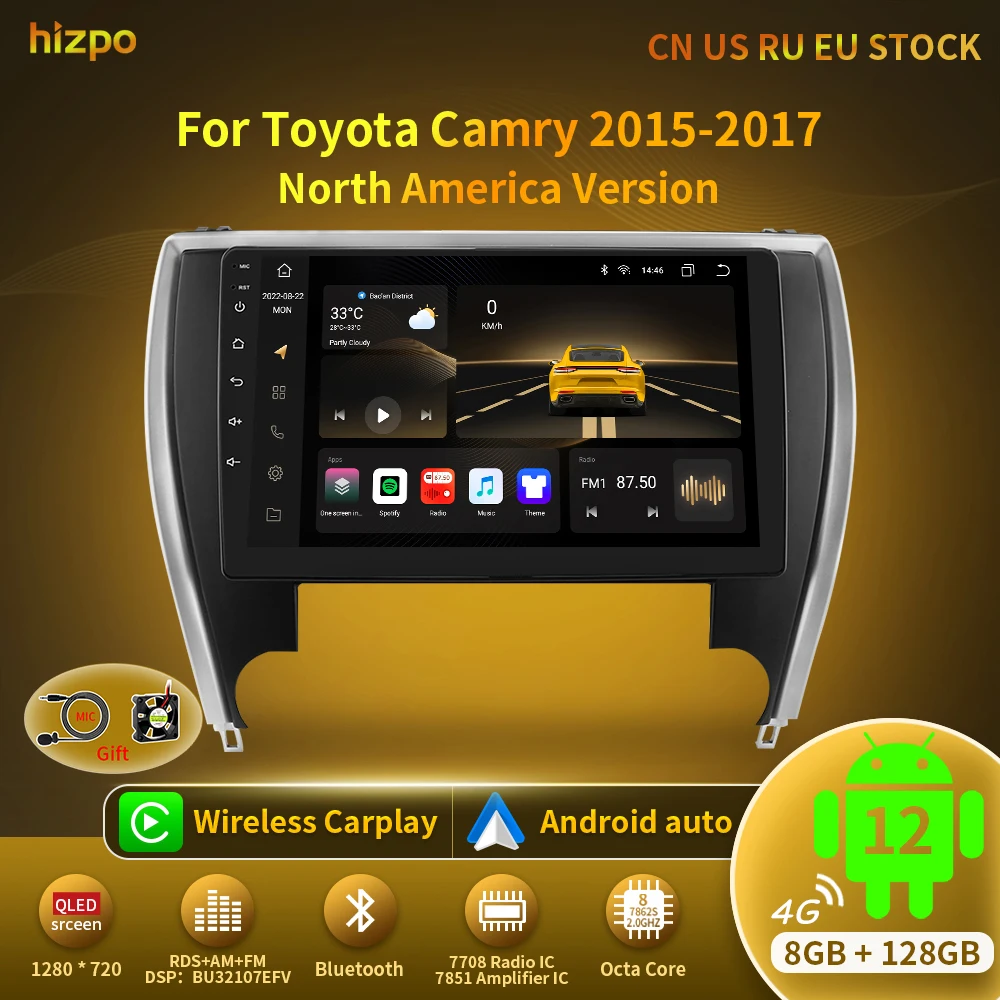 Hizpo Car Radio Player Head Unit Plug And Play For Toyota Camry 2015 ...