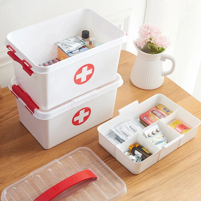 Erste-Hilfe-Koffer Behälter tragbare Medizin Aufbewahrung sbox Mehrzweck  abnehmbare Tablett Notfall box Haushalt Doppels chicht zum Nähen -  AliExpress
