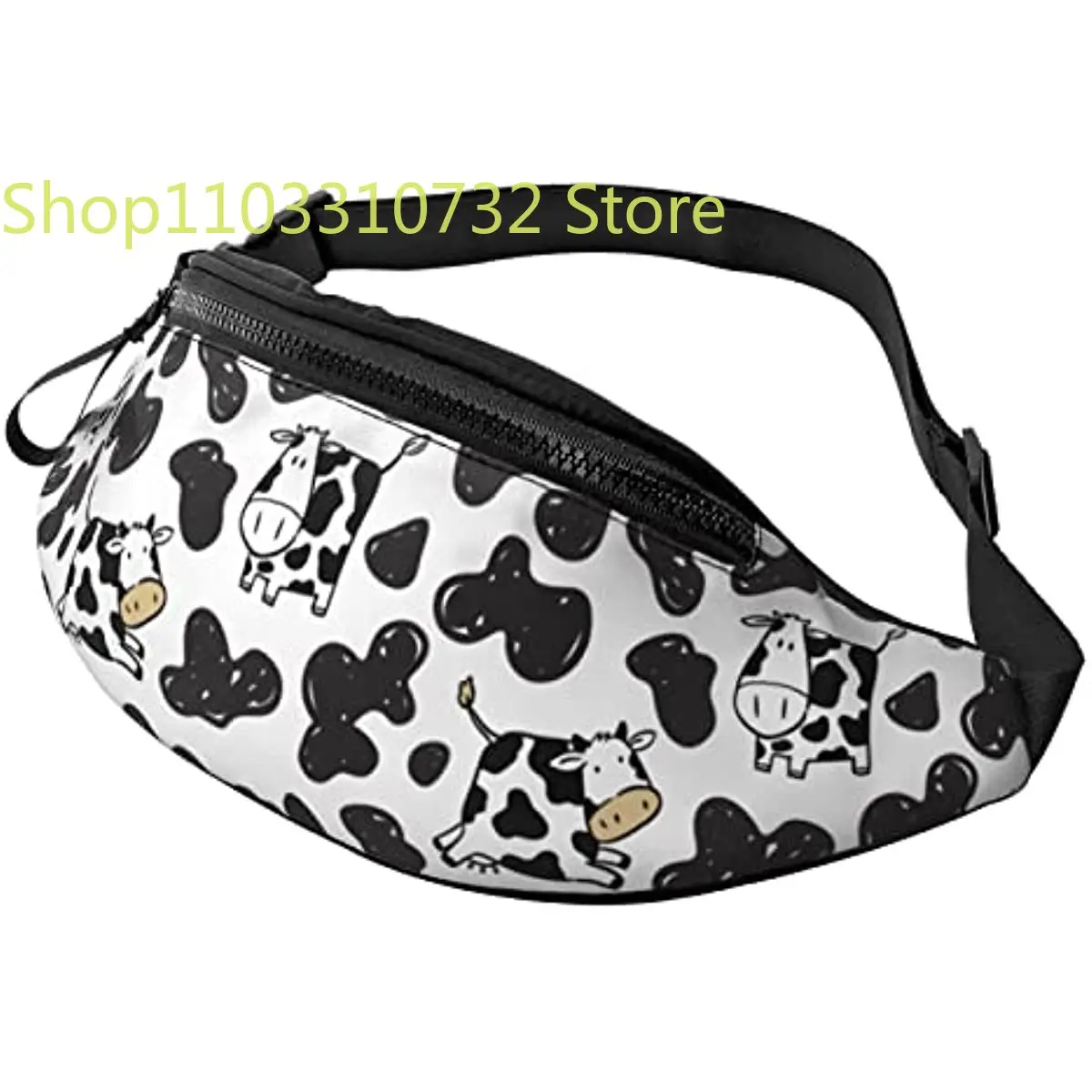 

Cow Print Fanny Pack for Men Women Adjustable Belt Bag Casual Waist Pack for Travel Party Festival Hiking Running Cycling
