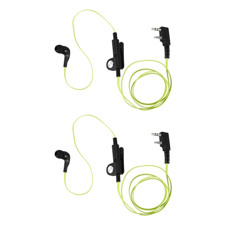 

2X 2 Pin Noodle Style Earbud Headphone K Plug Earpiece Headset For Baofeng Uv5r Bf-888S Uv5r Radio Green Wire