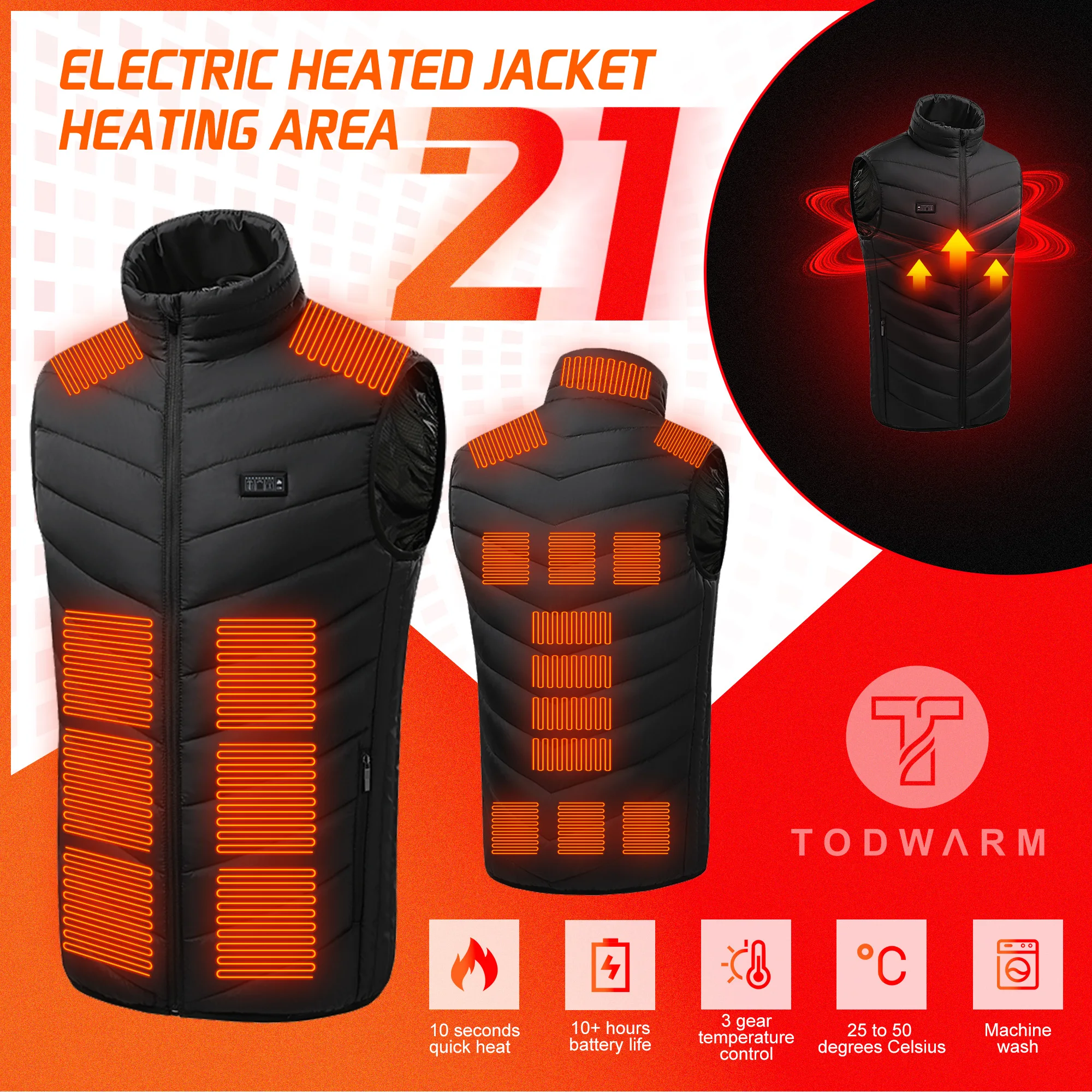 USB Heated Vest Jacket Men Women Coat Clothes Inte... – Vicedeal