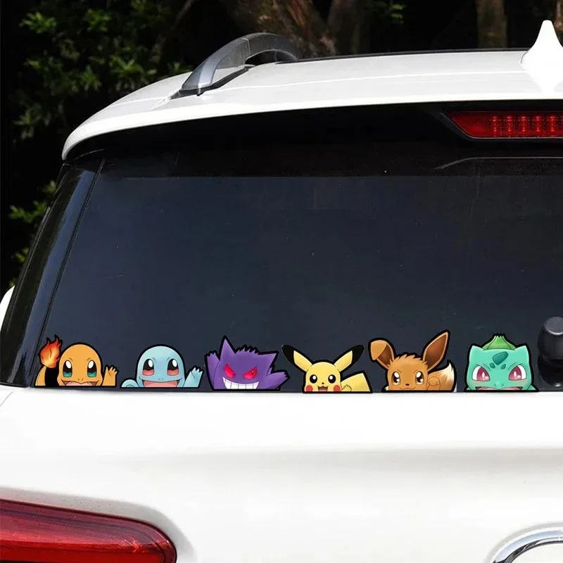 Pokemon Creative Car Stickers Pikachu Gengar Eevee Squirtle Anime Figure Car Decoration Cute Accessories Gifts To Friends