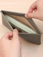 Lettres personnalisées dames en cuir véritable Ultra-mince nouveau portefeuille Long minimaliste avec fermeture automatique sac de rangement de rouge à lèvres de maquillage 2