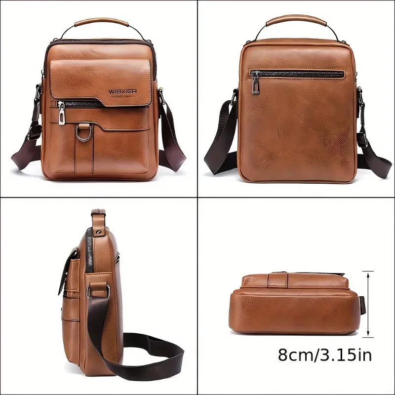 Men's Genuine Leather Crossbody Bag, Waterproof Durable Shoulder Bags, Vintage Handbags Business Messenger Bag for Men Bolso