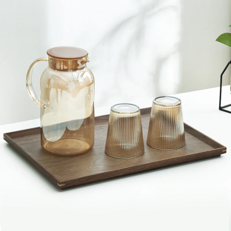 Walnut Tray Rectangular Wooden Tea Tray Mug Tray Afternoon Tea Coffee Storage Tray Solid Wooden Snack Tray 6