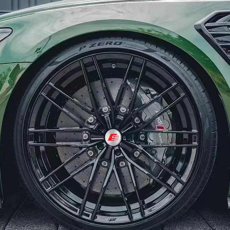 아우디 S라인 A6, Q7, A7, S3, A8, A3, RS, A1, A5, A4, Q5, Q3, TT용 림 캡 커버 엠블럼, 자동차 배지, 60mm, 4 개