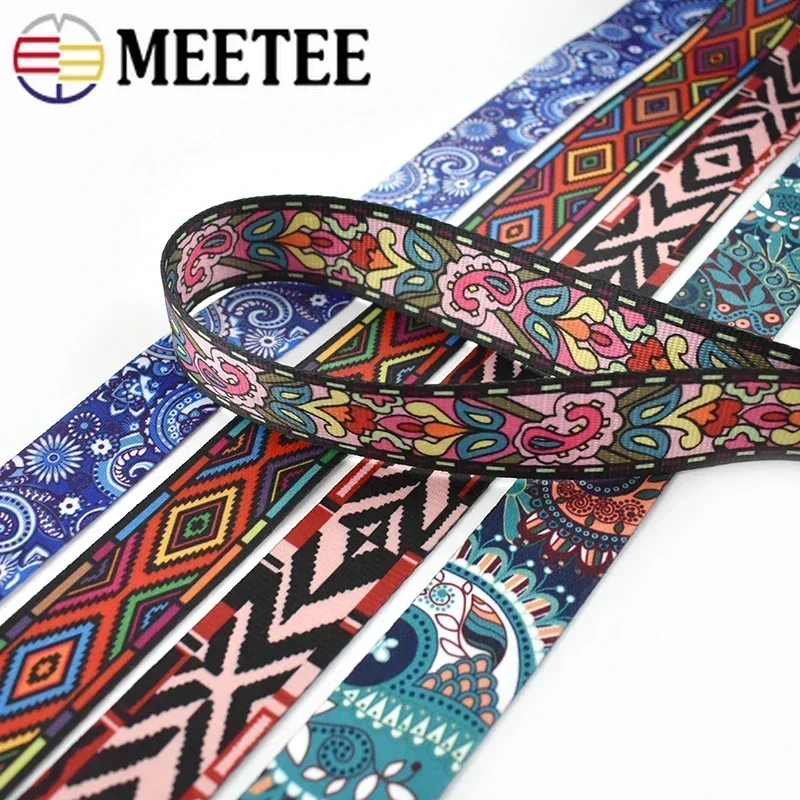 Canvas Ribbon Belt Webbing Ribbon Canvas Webbing Belt 1-10Meters 38mm Printed Jacquard Webbing Tapes for Bags Strap Ethnic Ribbon Band Belt Bias Binding DIY Sewing Accessories