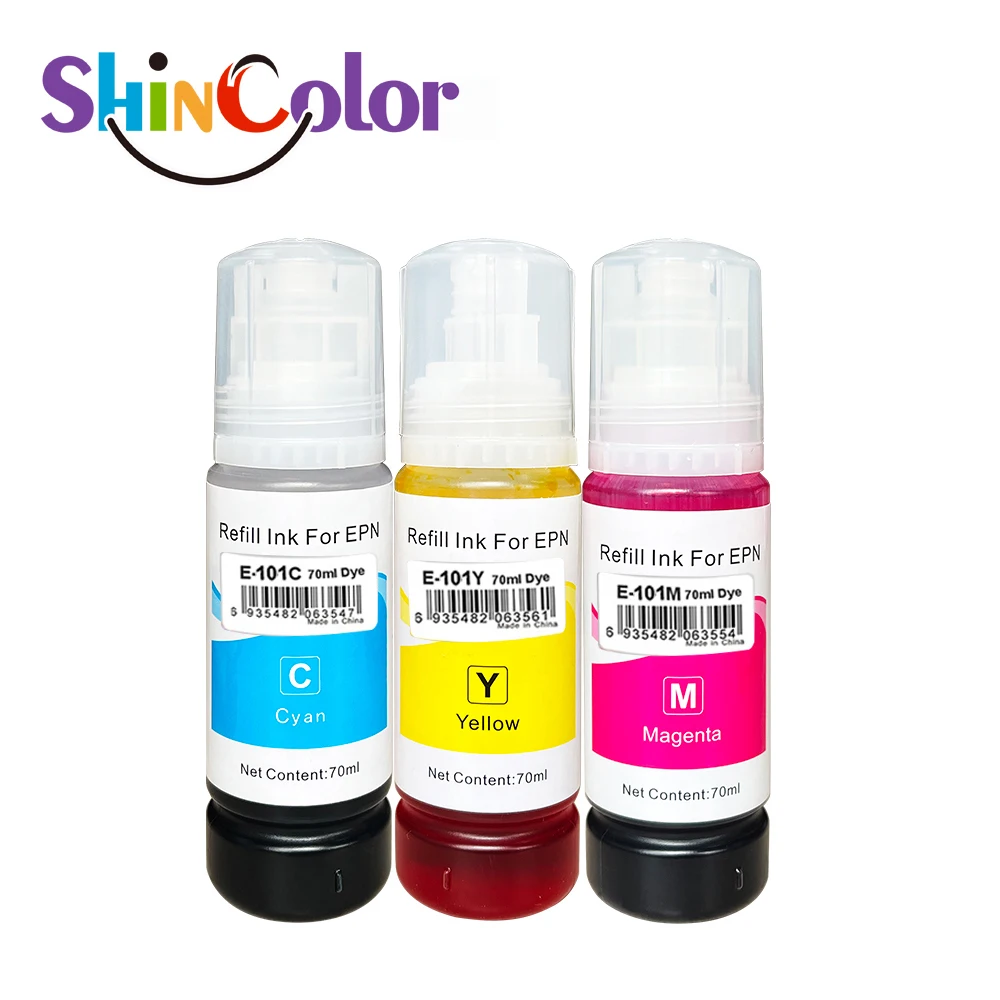 Dye Ink Kit Ink Refill Kit Dye Ink Refill Inkjet Printer Ink Ink Cartridge Refill Kit Ink Refill ShinColor 101 Refill Bottle Ink for Epson 101 for Epson L4150/L4160/L6160/L6170/L6176/L6190