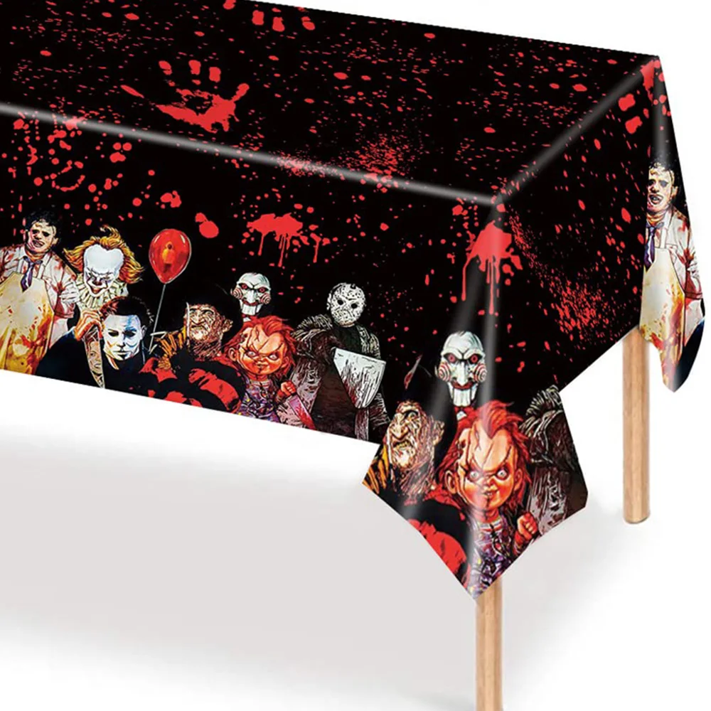 

Scary Halloween Tablecloth Bloody Zombie Horror Movie Theme Plastic Table Covers Halloween Party Decoratio Disposable Tablecloth