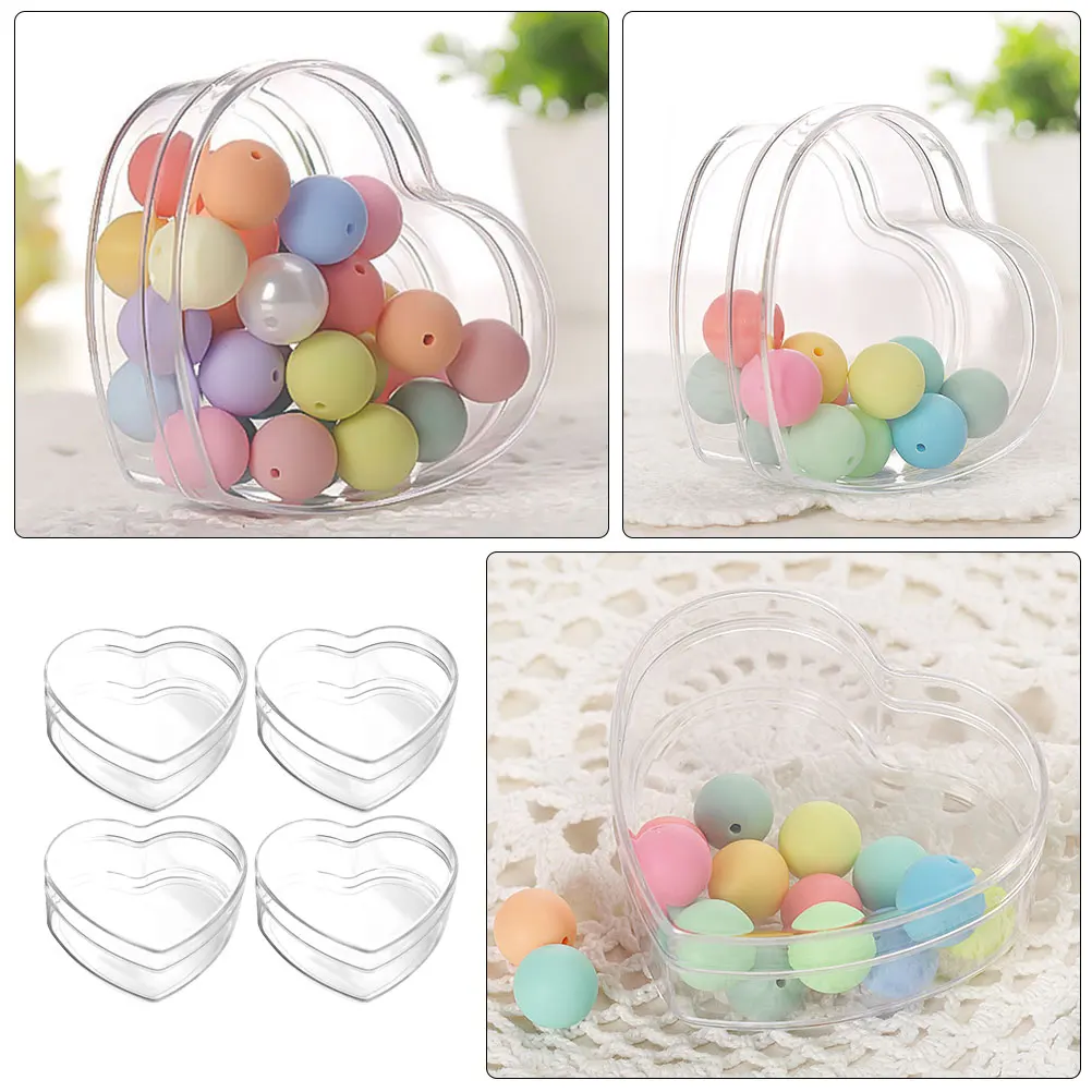 4Pcs Acrylic Storage Box Treat Boxes Small Transparent Candy Container Favor Clear Packing Snacks Heart Gift NEW