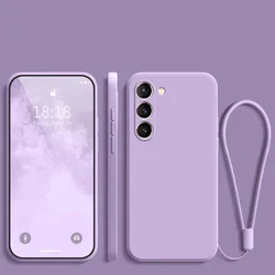 Luxury Soft Silicone Lanyard Phone Case Cover - A14 4G or A14 5G (Purple)