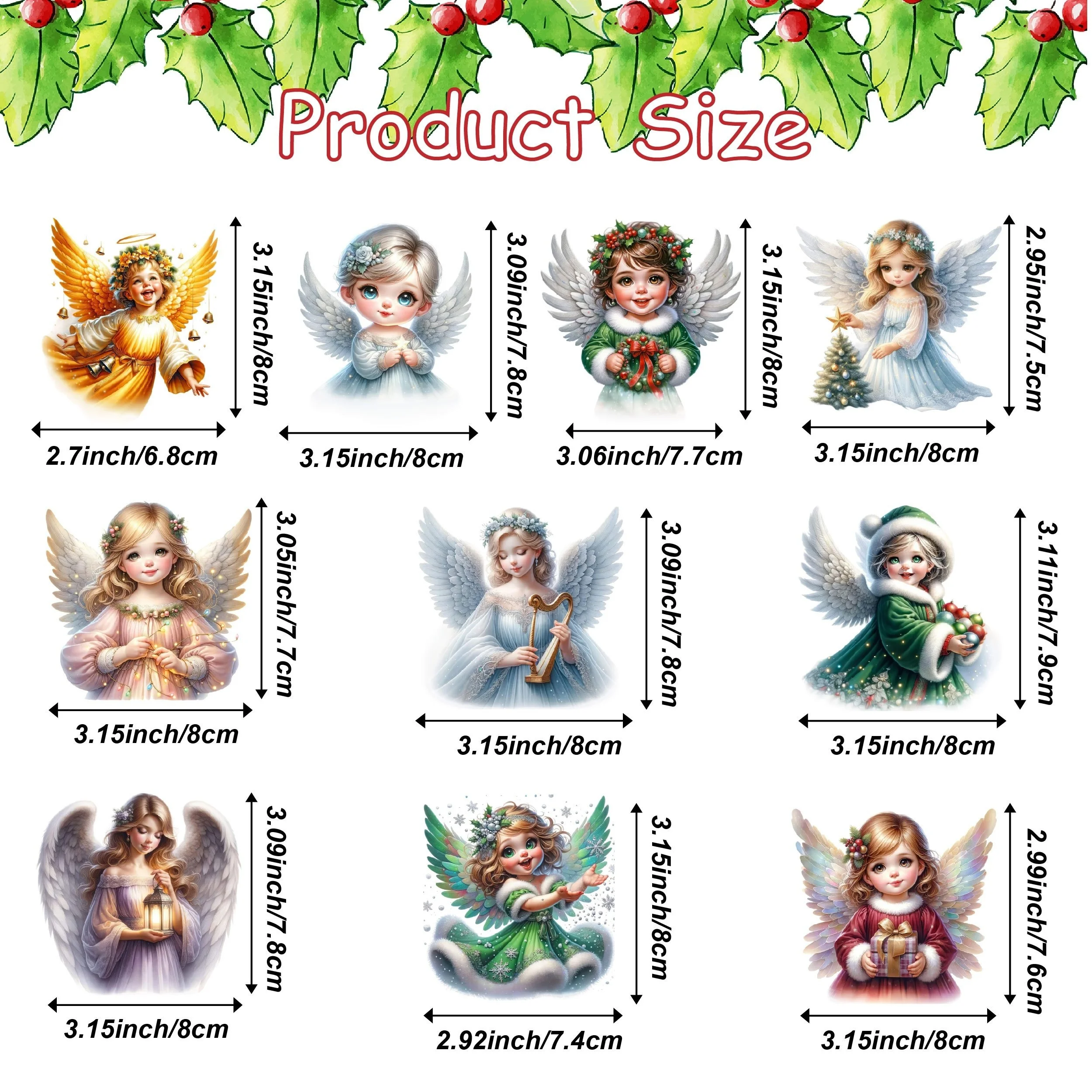 10PCS Handmade Wooden Christmas Angel Ornament Rope Holiday Tree Decoration Battery Free
