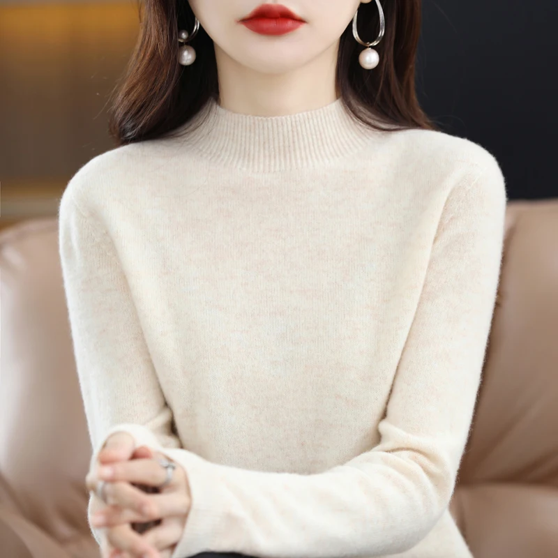 100% merino wool cashmere sweater ladies\' sweater turtleneck long-sleeved pullover for autumn and winter warm pullover top