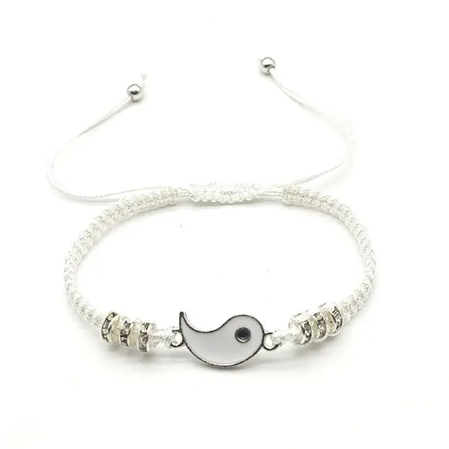 2 PC Jewelry Set Couple Black White Tai Chi Bracelet Rope Adjustable Chain Set Simple Style Daily Wear Jewelry 4