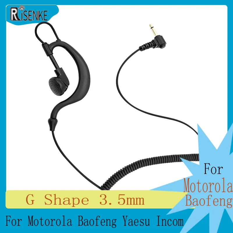 G Shape Soft Ear Hook Walkie Talkie Earpiece Headset,3.5mm Plug,Listen Only Ham Radio Receiver, for Motorola Baofeng Yaesu Incom wholesale talkie 10pcs earphone ear hook 2 5mm 1 pin plug headset clip for motorola t6 t6200 t6200c t6220 t280 t5900