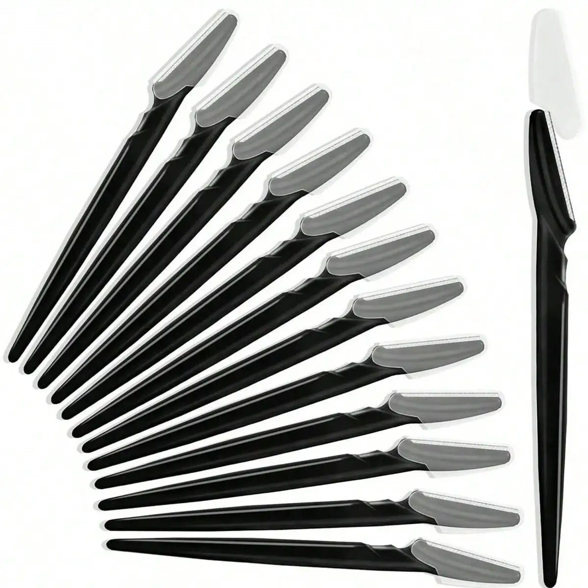 12pcs Eyebrow Razor Shaper Shavers Trimmers For Women And Men Face Hair Removers Multipurpose Exfoliating Face Razor Black